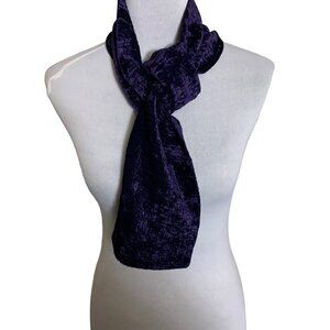 Vintage Scarf Italian Made Purple Crushed Velvet Scarf Fashion Accessory
